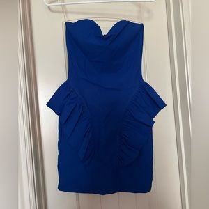 Blue ruffle fitted dress